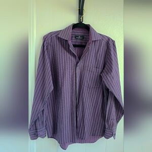 Vintage Bugatchi Men's Purple Button Down Designer Long Sleeve Shirt